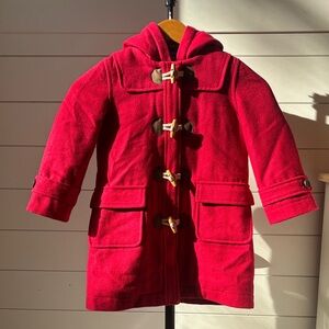 MINI BODEN RED WOOL WINTER COAT  EUC Sz 3-4